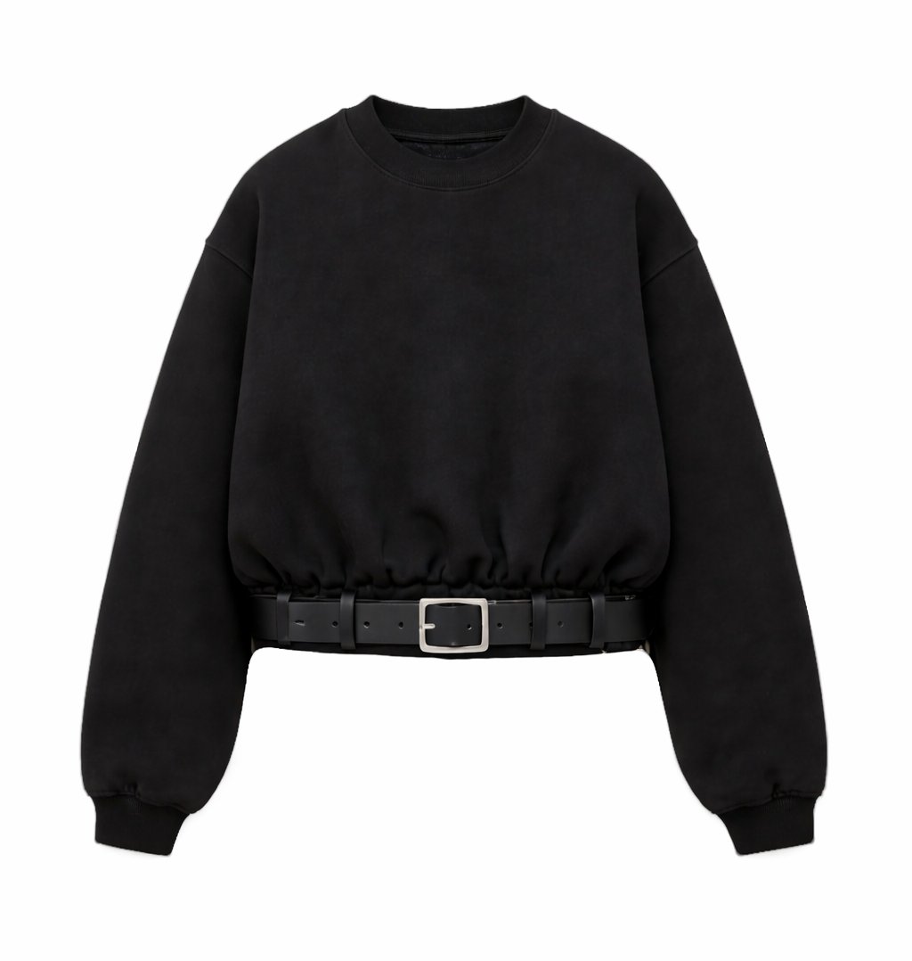 belt attached dense sweatshirt