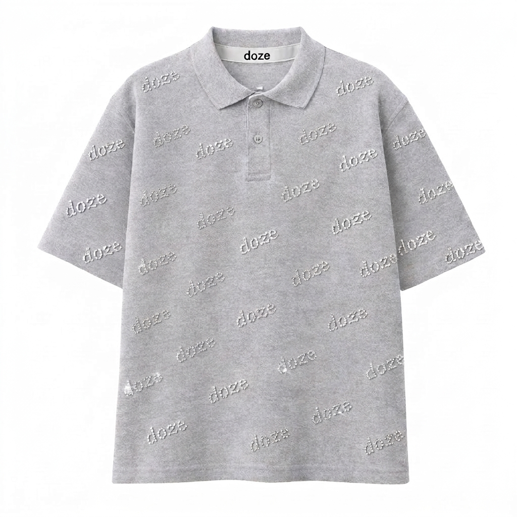 doze rhinestone polo grey